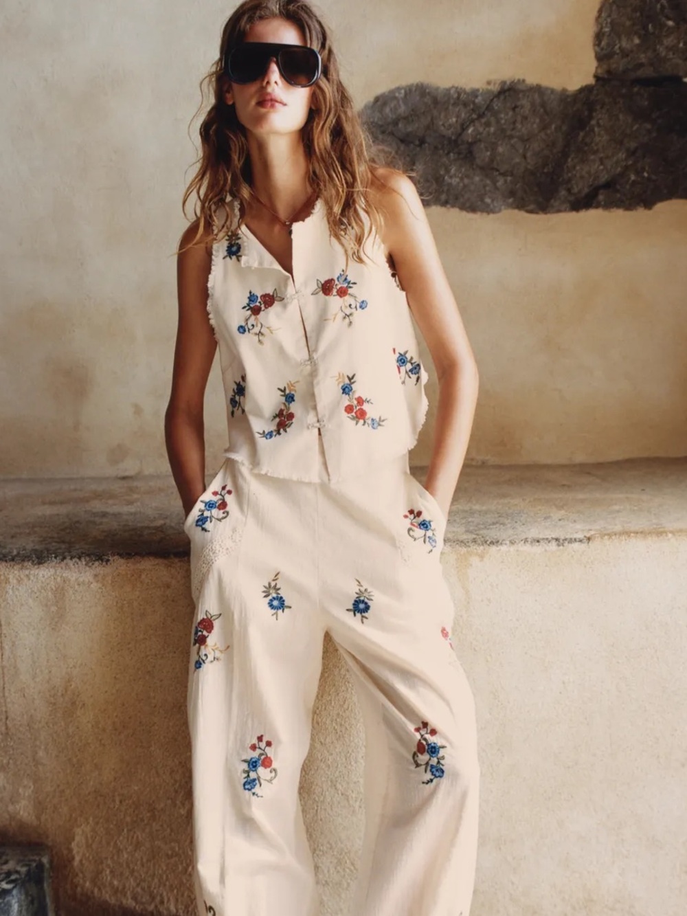 Zara Embroidered Vest Top